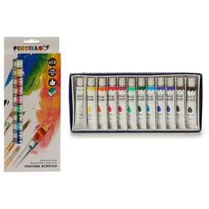 Set di 12 vasetti di colori acrilici da 12 ml.