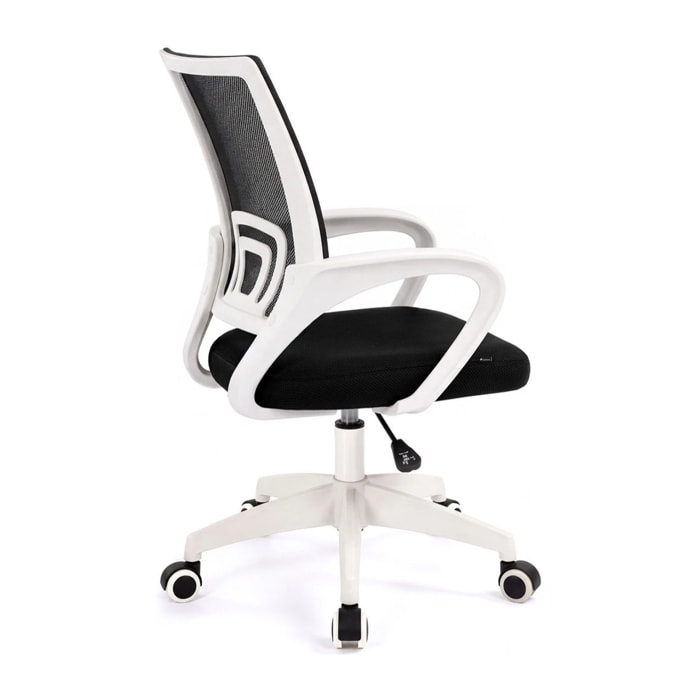 Silla de escritorio con respaldo transpirable en blanco y negro 84-94 cm Nika Blanco - Negro