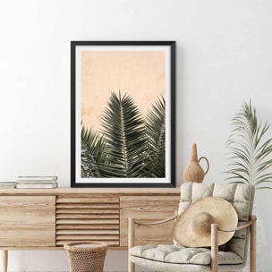 Poster sandy palme Affiche + cadre en bois - Noir