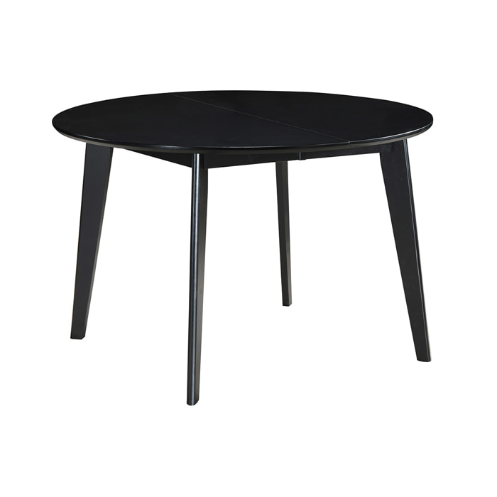 Table à manger design extensible ronde noire L120-150 cm LEENA