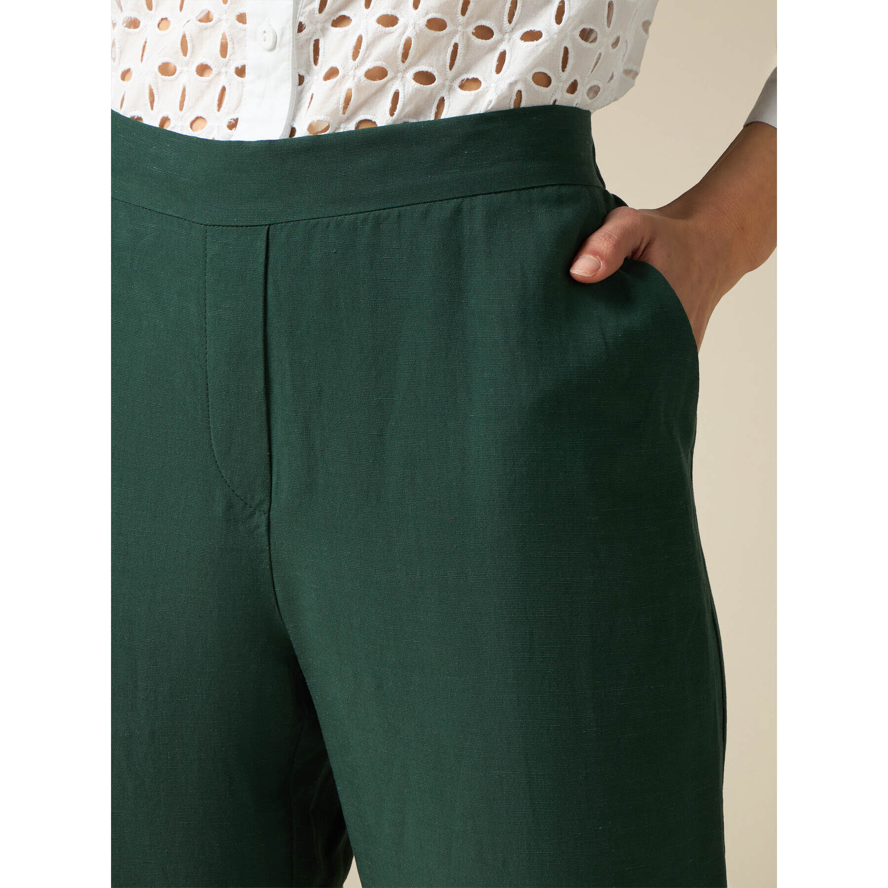 Oltre - Pantaloni misto lino - Verde