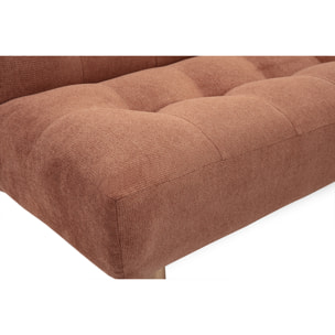 Canapé convertible scandinave 3 places en tissu chenille terre brûlée et bois clair YUMI