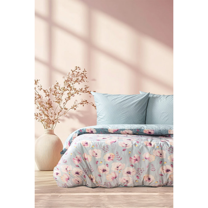 Housse de couette + taie(s) oreiller "Kenz" 100% coton imprimé.