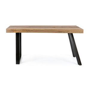 Tavolo MANCHESTER in legno di mango e gambe in acciaio nero, 160×90 cm