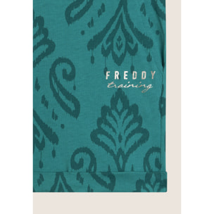 Tuta corta floreale in jersey con top a canotta