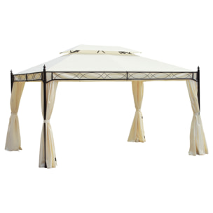Pérgola Cenador de Jardín de Acero y Poliéster 3x4m Blanco