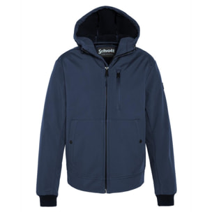 KALE HOODED SHORT JACKET IN BONDED SOFT SHELL 94% POLYESTER 6% ELASTHANE / 100% POLYESTER Blu