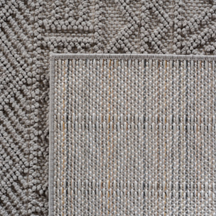 HELIX - Tapis moderne rond effet laine bouclé à motif berbère en relief gris