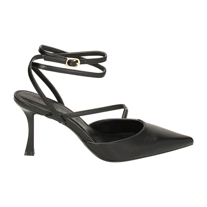 Décolleté slingback nere, tacco 8 cm