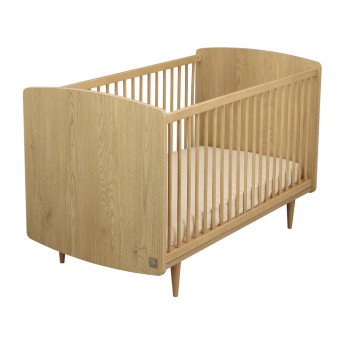 Lit bébé évolutif 70x140 - Little Big Bed en bois décor chêne vintage