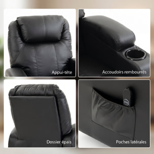 Fauteuil releveur électrique inclinable repose-pied relevable télécommande noir