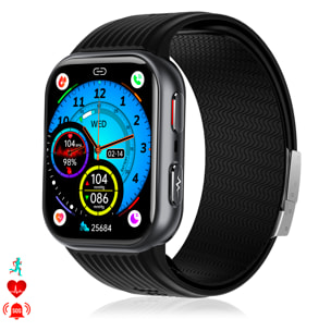 Smartwatch TK67. Llamadas Bluetooth con funciones avanzadas de salud: temperatura corporal, ECG, micro examen físico y presión arterial mediante bomba de inflado y bolsa de aire.