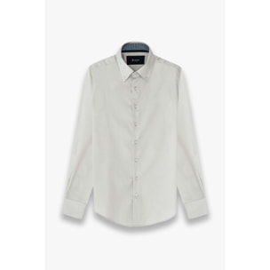 Camicia Uomo 2 Bottoni Button Down Slim Satin Unito Grigio