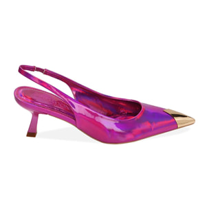 Décolleté slingback specchio fucsia, tacco 6 cm