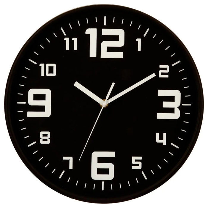 Horloge argent "Silence" noir D30cm