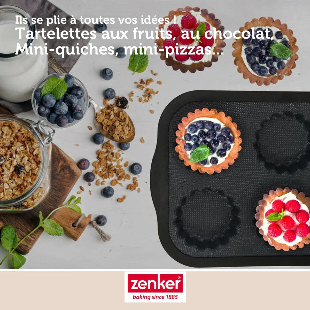Moule 6 mini tartelettes 28 x 18 cm Zenker Silicone fibre de verre