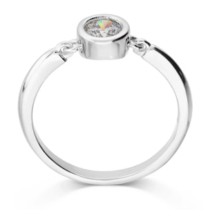 Anello Solitario in Argento 925 con Punto Luce in Cubic Zirconia