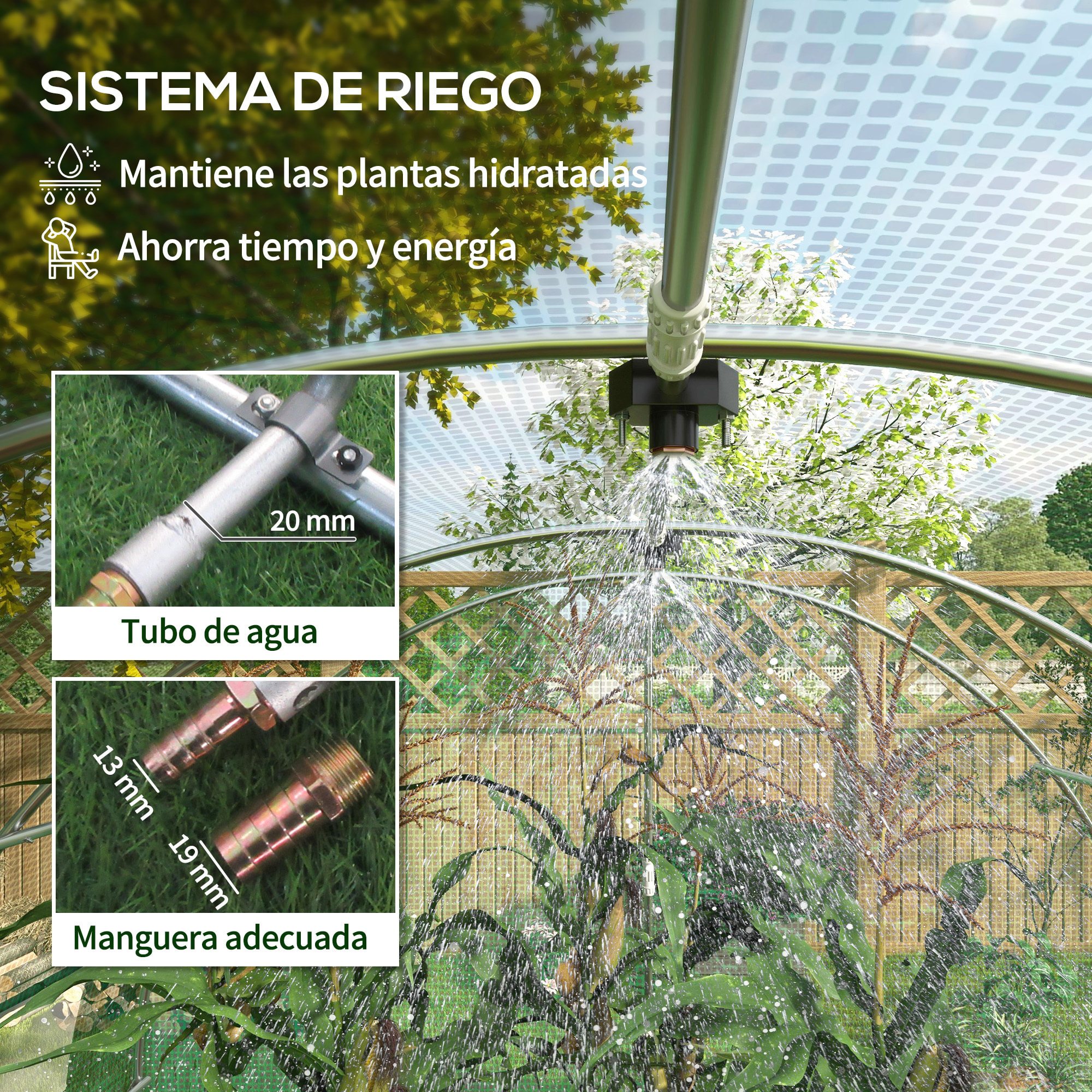 Invernadero de Exterior 6x3x2 m Invernadero de Túnel con Sistema de Riego Integrado 12 Ventanas con Malla y 1 Puerta Enrollable Invernadero para Jardín Patio Verde