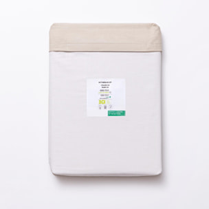 Set 2pc cama (funda nórdica 135x200cm + funda de almohada 80x80cm) 200tc 100% algodón beige y blanco neutral be