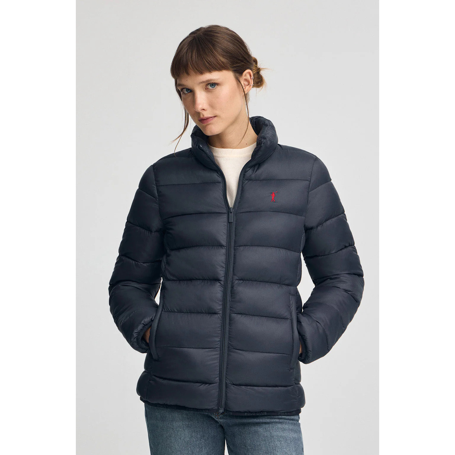 Chaqueta Salma Embroidery azul marino con logo Rigby Go