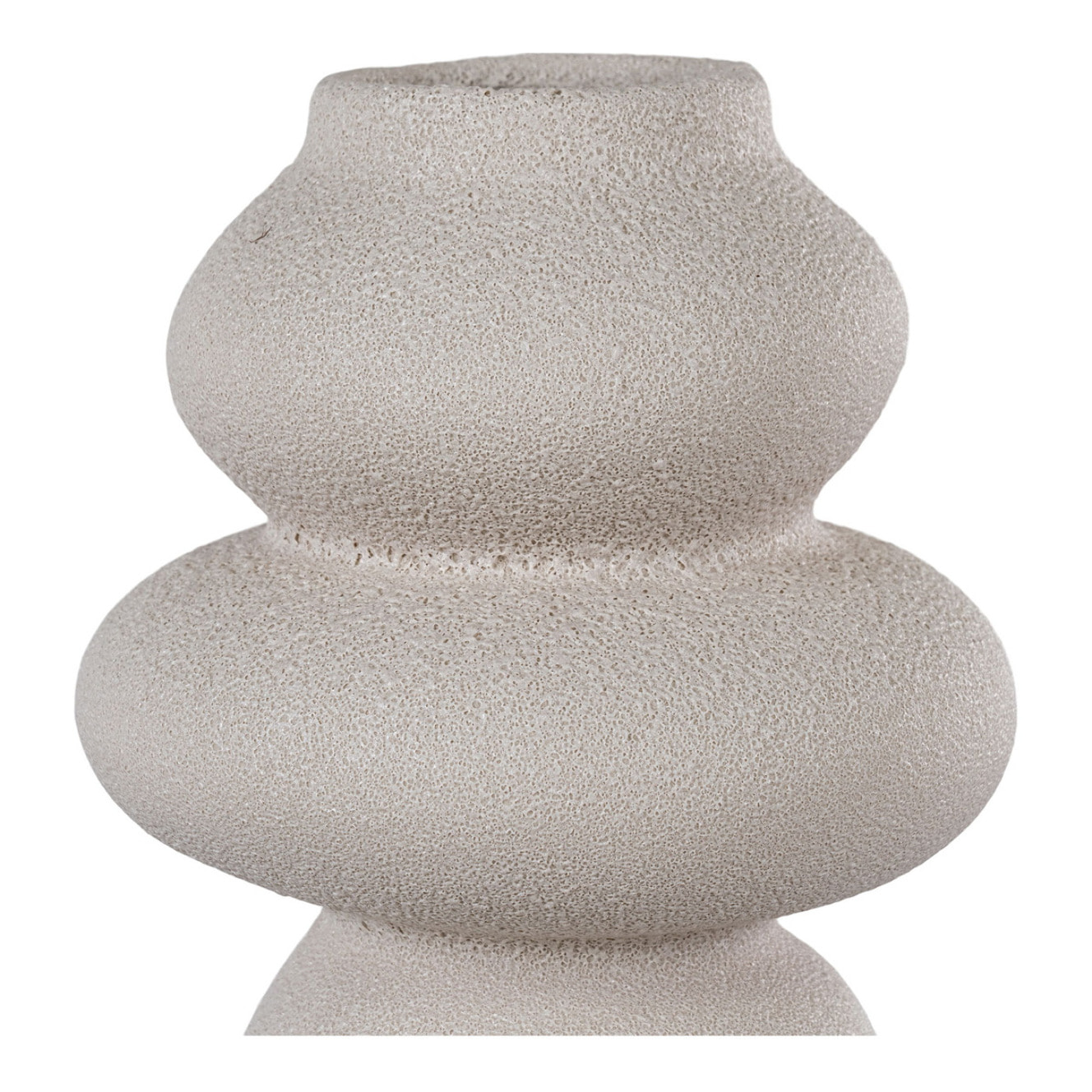 Vaso in gres beige con forme organiche, ø14,5x26,5 cm