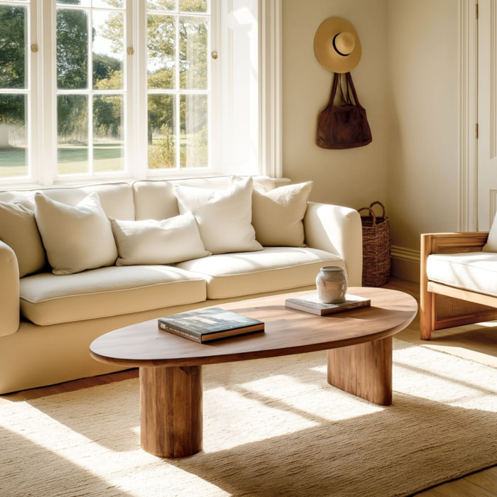 SIXTINE - Table basse 140x75cm en bois de teck recyclé