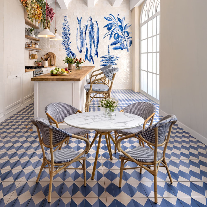 Lot de 2 fauteuils de table en textilène bleu AMALFI