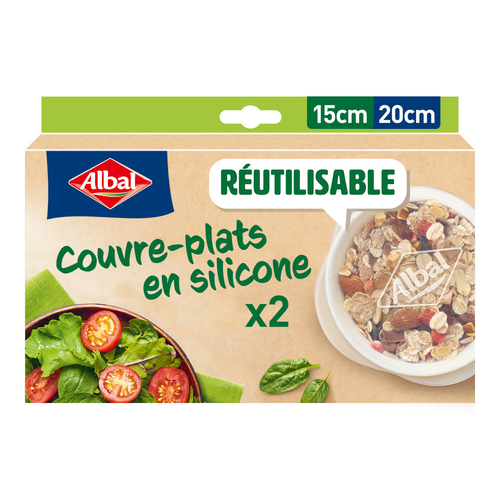 2x2 Couvre-Plats en silicone - Set M (15CM 20CM) - Albal