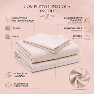 Completo lenzuola in cotone - Beige