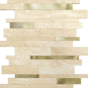 Crédence adhésive murale 3D motif lamelles 4 pièces - Doré