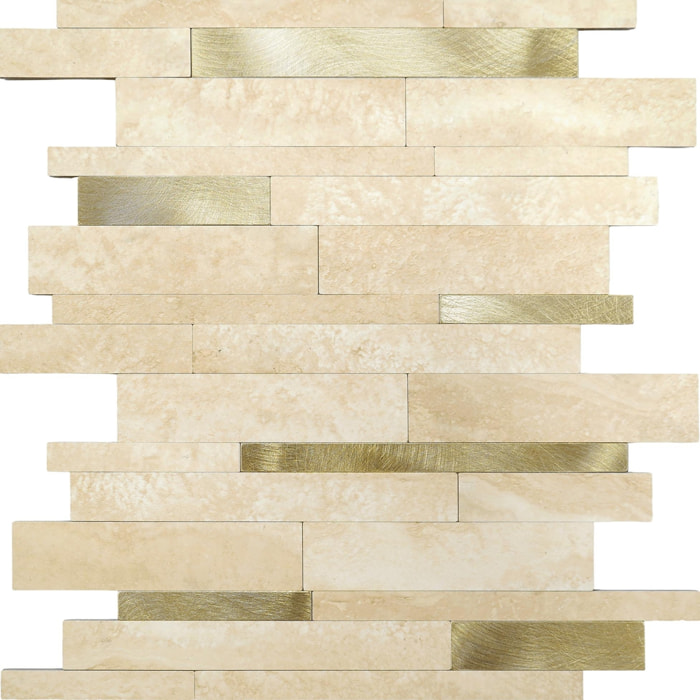 Crédence adhésive murale 3D motif lamelles 4 pièces - Doré