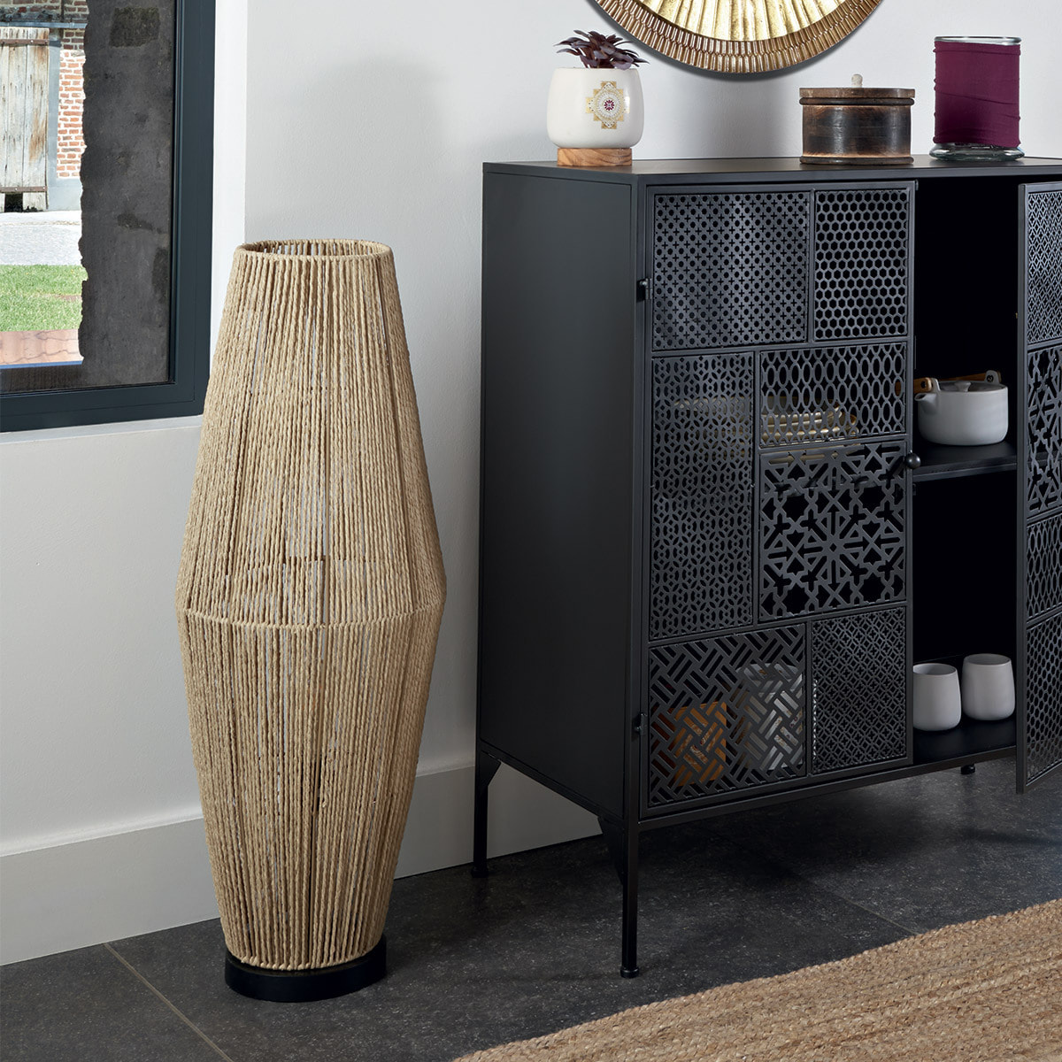 Lampadaire "Aissa" beige H83cm