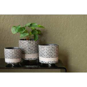J-Line cache-pot Mosaique - céramique - gris/bleu - large - Ø 16.50 cm