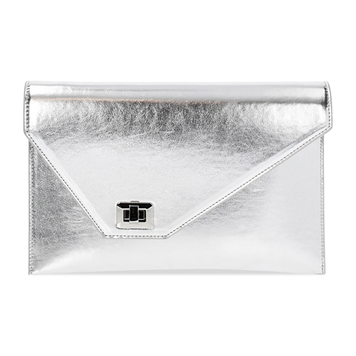 Pochette donna argento in laminato