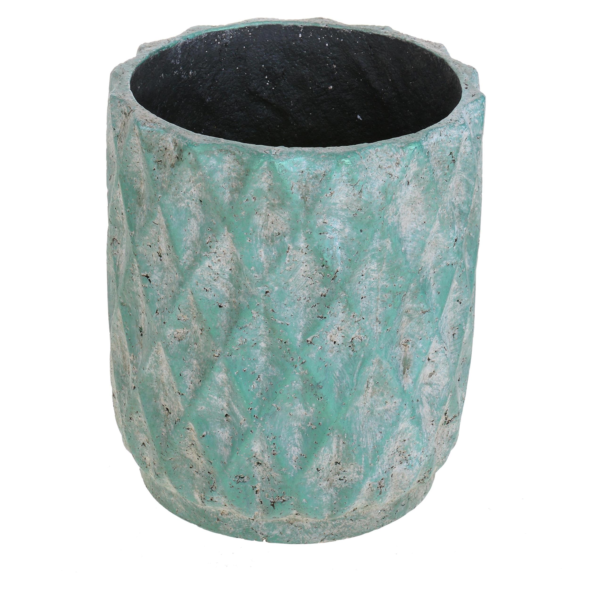 Vaso Cachepot In Ceramica Con Trama A Rombi. Larghezza 31 Cm - Pezzi 1 - 31X36,5X31cm - Colore: Blu - Bianchi Dino - Ceramica