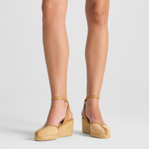 Alpargata Cecilia cuña de yute tintada en algodón orgánico con pulsera y escote en V