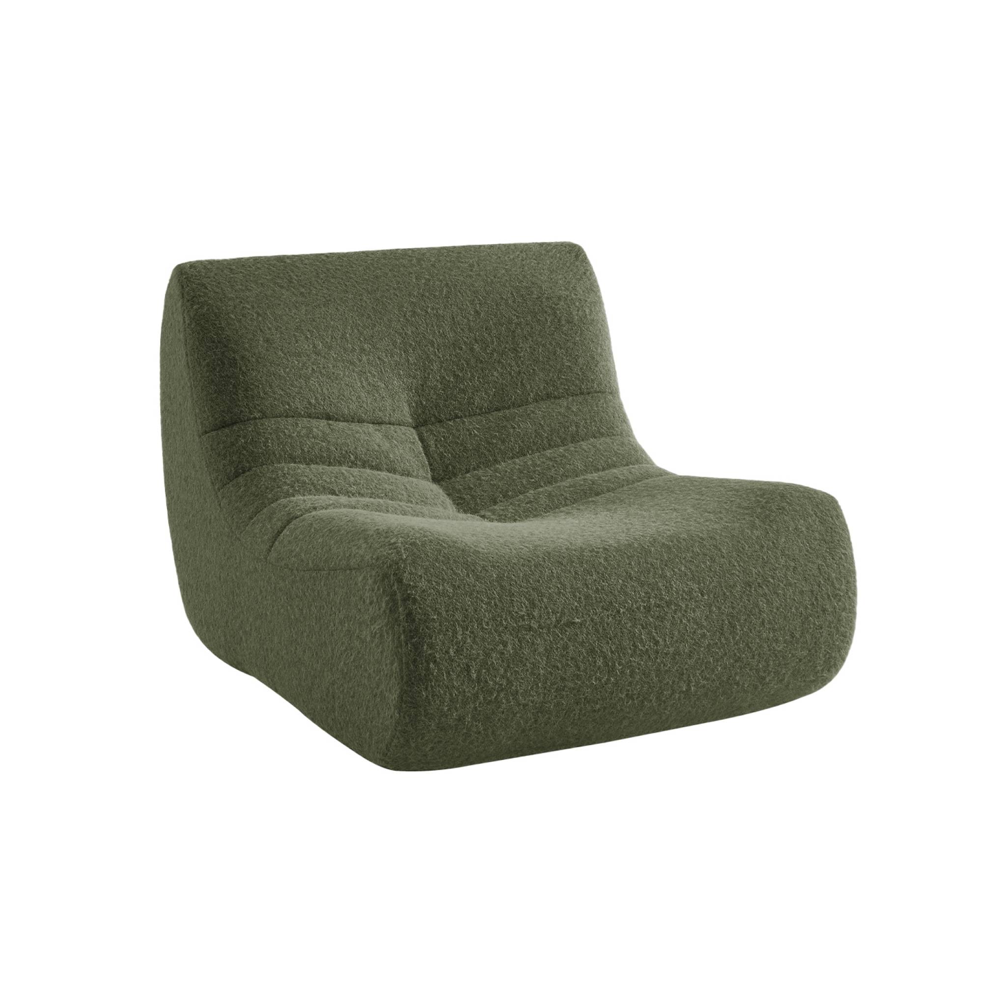 Chauffeuse tissu effet alpaca 1 place. kaki. style contemporain. L 91 x P 105 x H 72cm