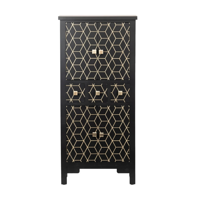 Cabinet Madera Negro-dorado 60x30x130 Cm