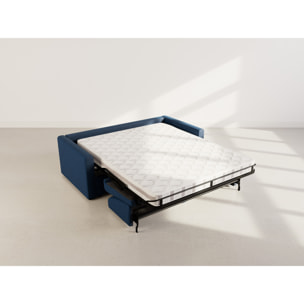 Julia - canapé lit 3 places convertible express couchage quotidien 140 cm matelas 14 cm en tissu - Bleu marine