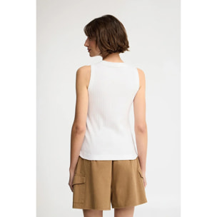Camiseta sin mangas blanca de canalé con logo Polo Club