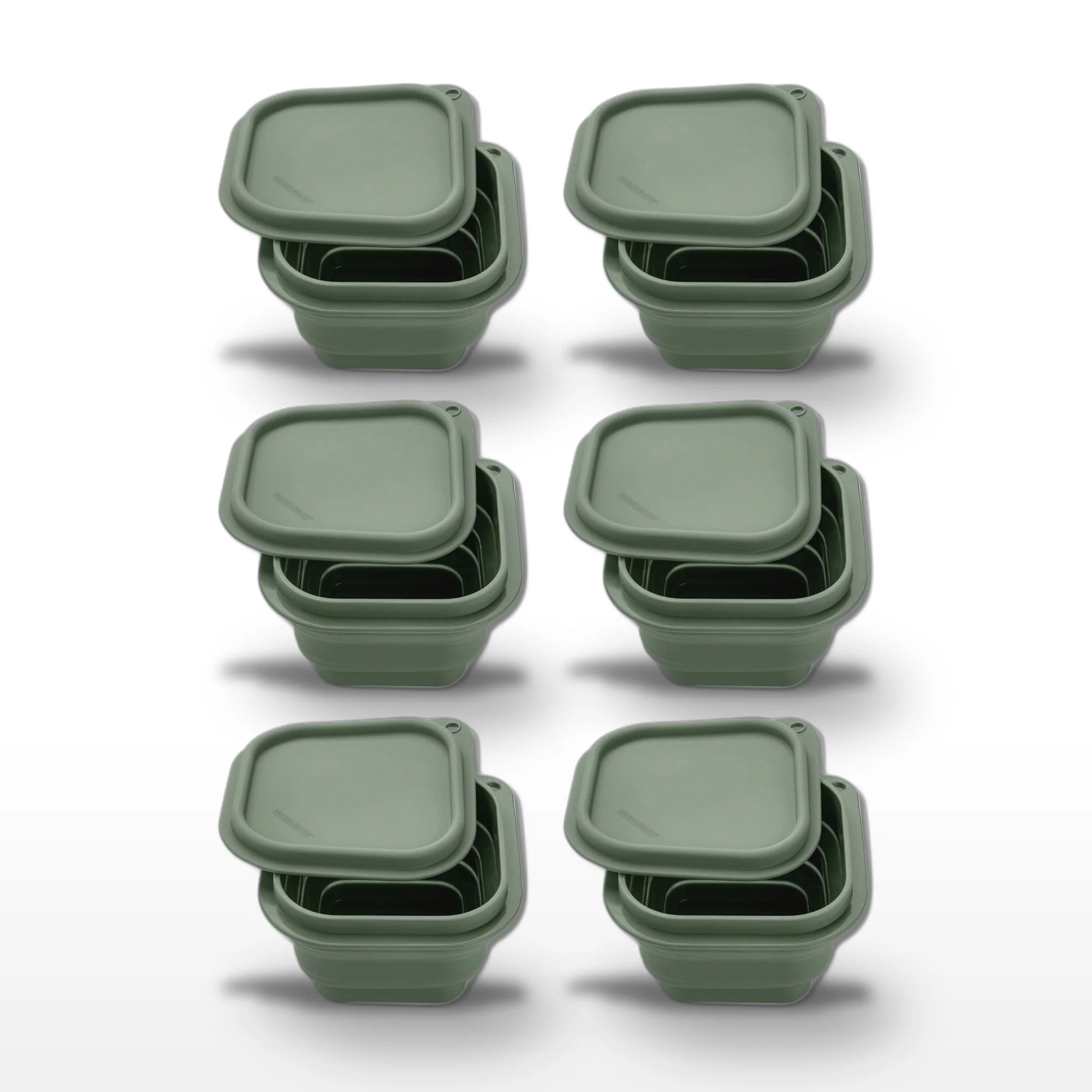 Lot de 6 Boîtes à Snacks Pliables en Silicone Vert Fackelmann Storage