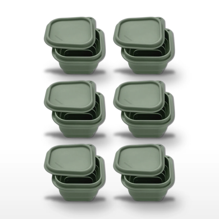 Lot de 6 Boîtes à Snacks Pliables en Silicone Vert Fackelmann Storage