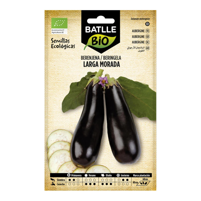 Semillas ecológicas de Berenjena larga morada Battle