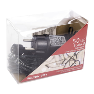 DAM Tira de luces LED de 50 bombillas  de 4,9m de longitud. 700x6x10 Cm. Color: Blanco