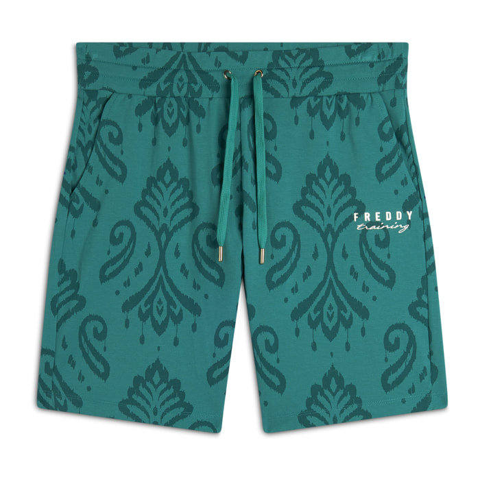 Bermuda in jersey con stampa floreale