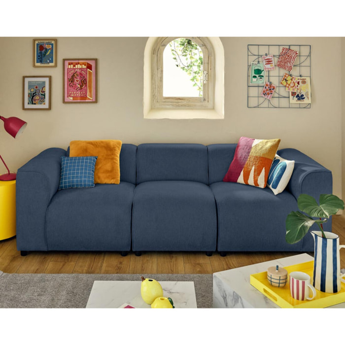 Suaro - Module d'assise sans accoudoirs en tissu texturé - Bleu
