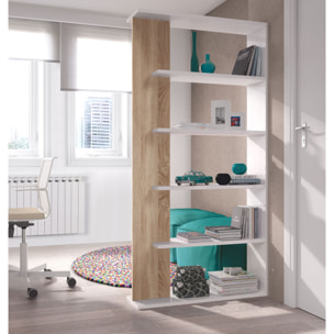 Libreria Santa Cruz Design Scaffale Mensola Moderna Bianca Rovere Chiaro Mobile Per Libri Con Ripiani Per Soggiorno Salotto 180x90x25 cm Bianco Rovere