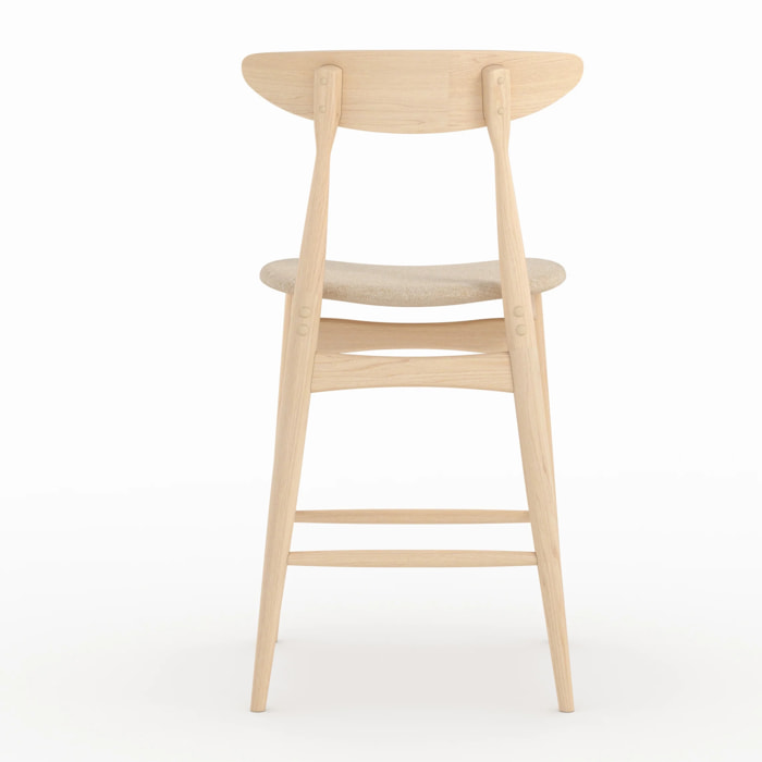 Lot de 2 chaises pour ilot central 63,5 cm en tissu beige et bois - Josette