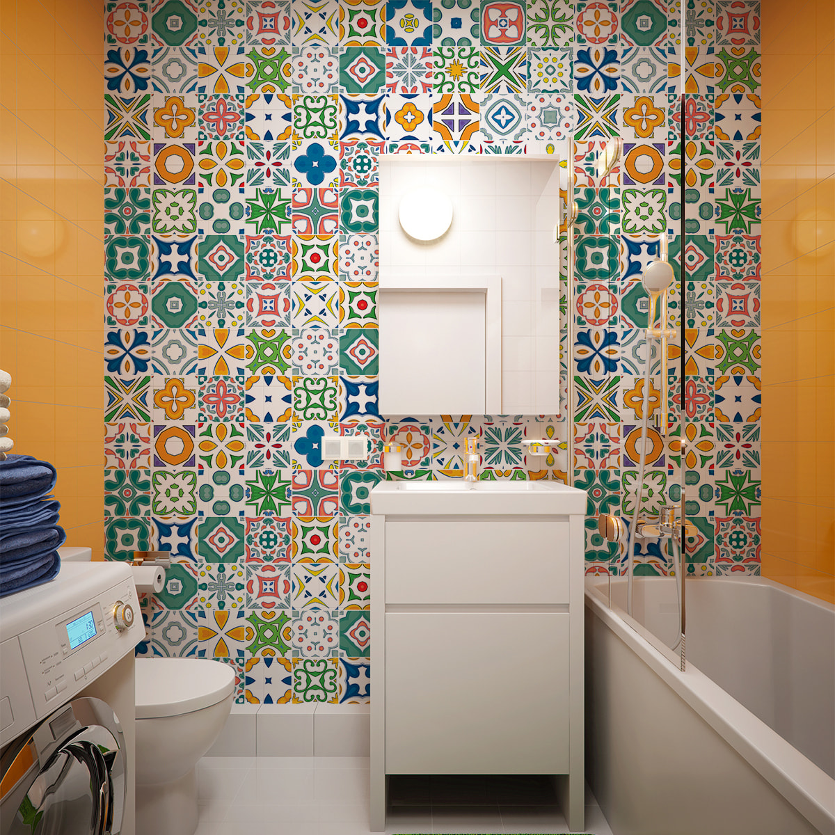 Stickers muraux - Sticker Mural Carrelage adhésif Cuisine Salle de Bain - 60 STICKERS CARREAUX DE CIMENT AZULEJOS LOTINA