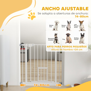 Barrera de Seguridad Perros Escaleras Puertas 74-80 cm con Puerta Altura 76,2 cm